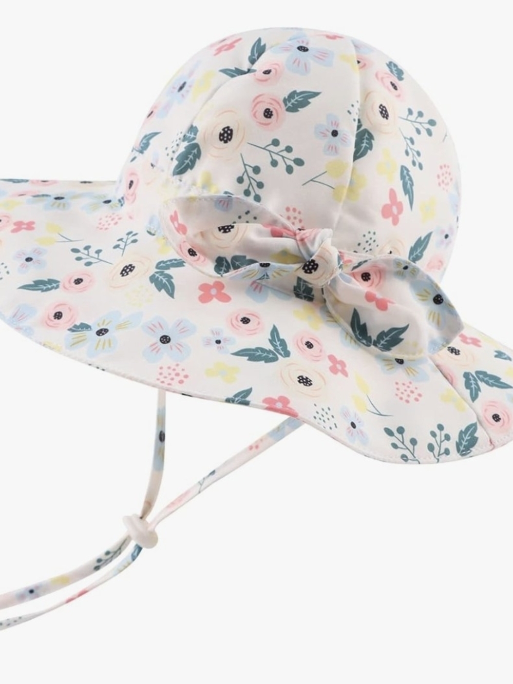 Baby Girl Sun Hat with Tie Bow - Pastel Pink & Blue